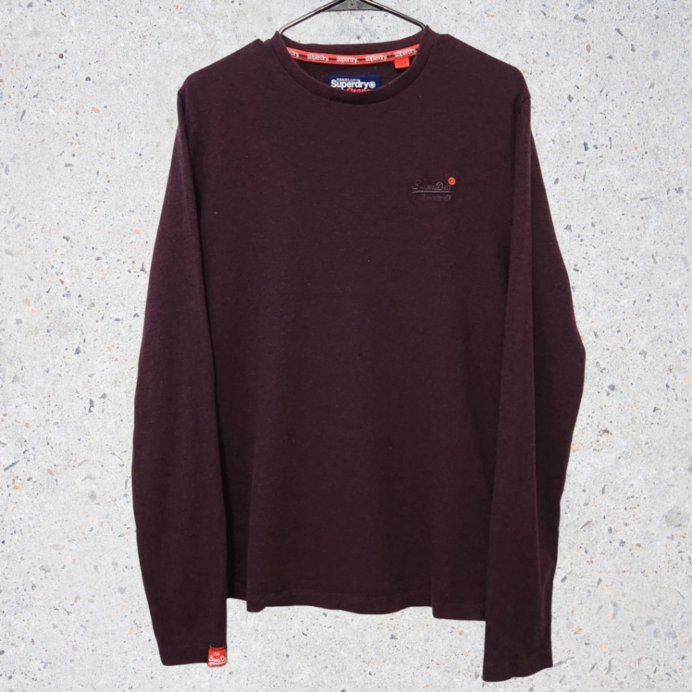 Superdry Orange Label Cotton Crew Neck Longsleeves Burgundy Large